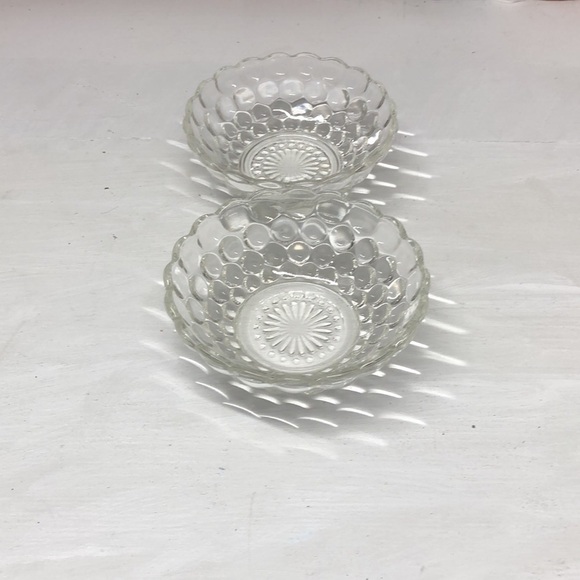 ANCHOR Hocking Small Clear Bubble Glass Desert/Fruit Bowls Set of 2 O395 - Picture 2 of 5